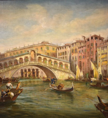 19th century - Grand Canal and Rialto Bridge - Angelo Trentin (1850- 1912)